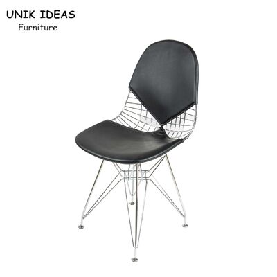 İyi bir fiyat. Iron Black Metal Frame Dining Chairs PU Leather Garden Comfy Indoor Outdoor çevrimiçi