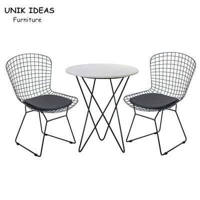 İyi bir fiyat. Wire Metal Frame Dining Chairs And Table With Leather Cushion Black UK-LM006 çevrimiçi