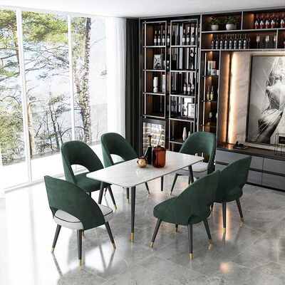 İyi bir fiyat. High 75cm Marble Dining Table And Chairs Set Stainless Steel Base Rectangular Shape çevrimiçi