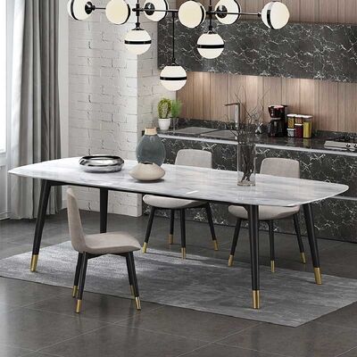İyi fiyat OEM Luxury Dining Table And Chair Set Sintered Stone Top Nordic Style çevrimiçi