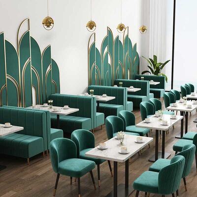 İyi bir fiyat. Green Velvet Restaurant Dining Table And Chairs Attractive Booth Cafe Tables çevrimiçi