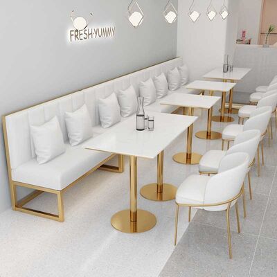 İyi bir fiyat. Coffee Marble Table And Chairs Velvet High Density Foam Restaurant Furniture çevrimiçi
