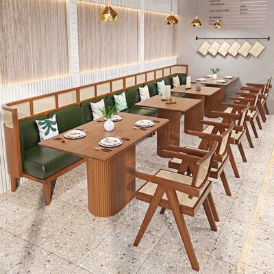 İyi bir fiyat. Restaurant Booth Rattan Cafe Style Dining Table And Chairs Modern Wood Furniture çevrimiçi