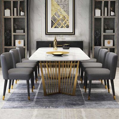 İyi bir fiyat. Stainless Steel Marble Dining Table And Chairs Rectangular Shape Non Porous çevrimiçi
