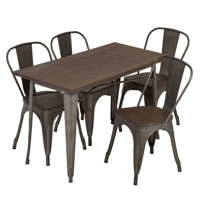 İyi bir fiyat. Durable Steel Restaurant Dining Table Set With 4 Chairs Powder Coating çevrimiçi