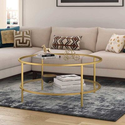 İyi fiyat Durable Round Glass Coffee Table Living Room Furniture 17