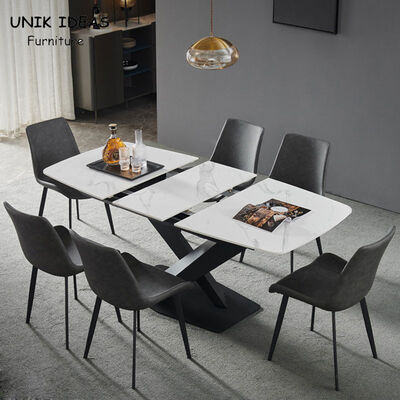 İyi bir fiyat. White Luxury Dining Table And Chairs 150cm 140cm 130CM 160cm 6 Seats Extended çevrimiçi